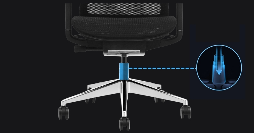 Fotel ergonomiczny biurowy ERGONAUT AERO czarny silownik gazowy amortyzator